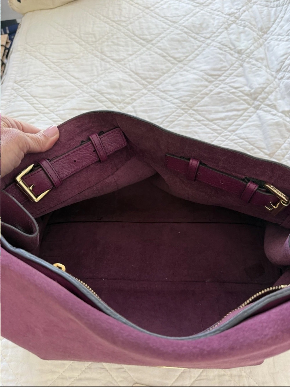 Mulberry Plum Leather Satchel with Gold Hardware - Picture 9 of 11